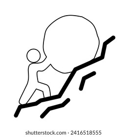 Icon Of A Person Pushing A Large Rock