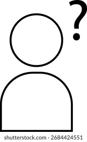 Symbol einer Person mit einem Fragezeichen auf weißem Hintergrund.mit schwarzen Linien