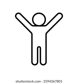 icon of person raising both hands, simple flat style, illustration, logo sign symbol pictogram template, for ui or ux isolated on white for mobile app, editable