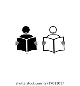 El ícono de una persona leyendo un libro representa actividades de aprendizaje, la búsqueda del conocimiento y el autodesarrollo.