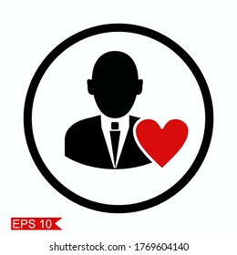 
icon of person with a sign of love. people icon theme.