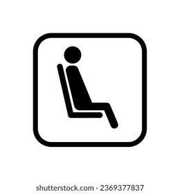 Icon of a person sitting in a chair. Icon for public transport: bus, train, metro. A place to sit. EPS10