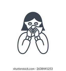Icon of a person sneezing while covering their nose.