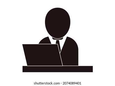 Icon of person in suit with laptop.