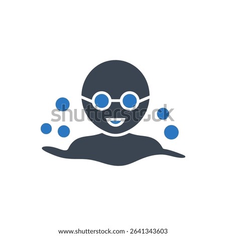 Icon of a person swimming with bubbles