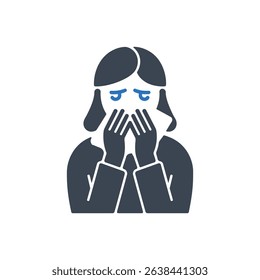 Icon of a person with tears crying while covering their face.