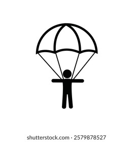 The icon of a person using a parachute shows air sports activities or extreme activities. It can also be used as a security and safety icon