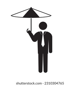 icon of a person using an umbrella vector illustration symbol design