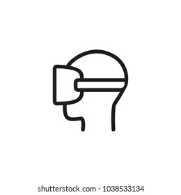 Icon of person in VR headset. 3D goggles, video game, multi-projected environment. Virtual reality concept. Can be used for topics like simulator, augmented reality, technology