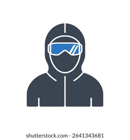 Icon of a person wearing ski goggles and a winter jacket