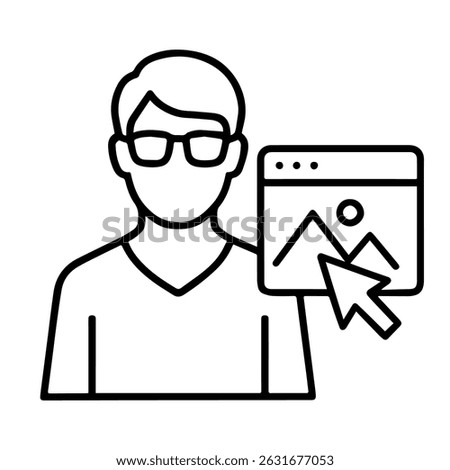 Icon person web designer on white background vector
Vector line icon profession