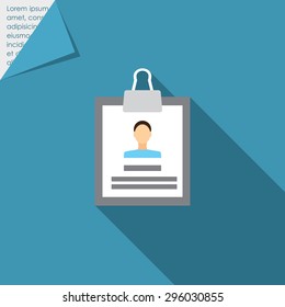 Icon of personal file with photo on clipboard