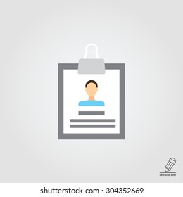 Icon of personal file with photo on clipboard