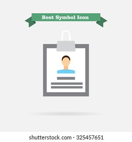 Icon of personal file with photo on clipboard