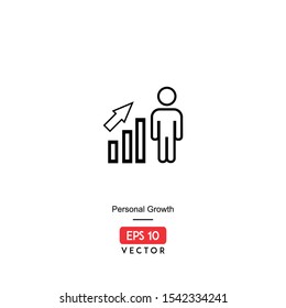 Icon personal growth illustration with line style, isolated on white background. EPS10 - Vector