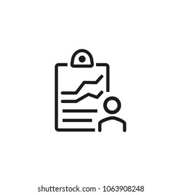 Icon of personal information. Medical history, document, record.  Identification concept. Can be used for topics like personnel, medicine, recruitment