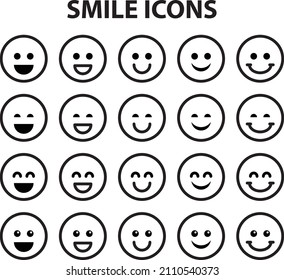 The icon of a person's smile. A smile, a happy human laugh. Simple linear flat vector illustration on a pattern background.