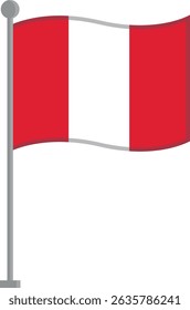 Icon of the Peru flag with a clean, flat design. Perfect for apps, websites, infographics, and educational or travel content. Simple, recognizable, and patriotic symbol.