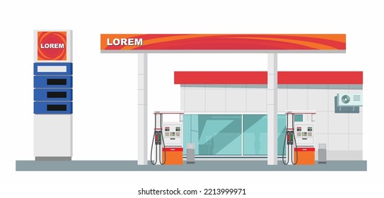 Icon petrol station store art modern element map road sign symbol logo famous identity city style shop urban 3d flat building street isolated white background design vector template illustration