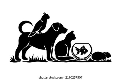 Icon with pets isolated on white background.