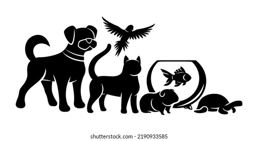 Icon with pets isolated on white background.