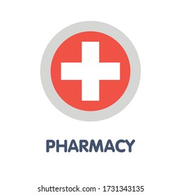 Icono Farmacia estilo plano Icono ilustración de diseño sobre los pasos de fondo blanco.10