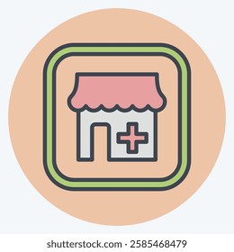 Icon Pharmacy. related to Public symbol. color mate style. design editable