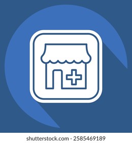 Icon Pharmacy. related to Public symbol. long shadow style. design editable