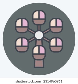 Icon Pherris Wheel. related to Amusement Park symbol. color mate style. simple design editable. simple illustration