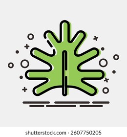 Icon philodendron. Plant leaves elements. Icon in MBE style.