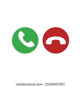 ícone botão de chamada de telefone vermelho e verde design vetor modelo