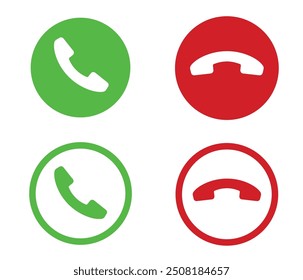 Icon of phone call set, vector green, icon phone, vector call
