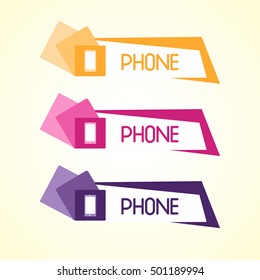 Icon phone, different colors with space for text, logo design
