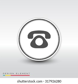 Icon phone. Flat design style. Made vector illustration. Emblem or label with shadow.