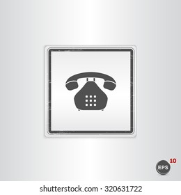 Icon phone. Flat design style. Made vector illustration. Emblem or label with shadow.
