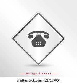 Icon phone. Flat design style. Made vector illustration. Emblem or label with shadow.