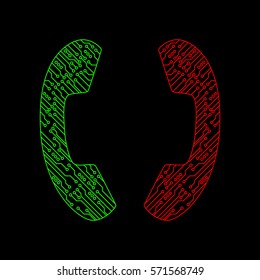 The icon phone. Phone in the form of electronic circuits. vector