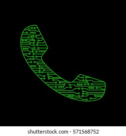 The icon phone. Phone in the form of electronic circuits. vector