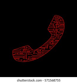 The icon phone. Phone in the form of electronic circuits. vector