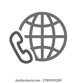 Icon of a phone with a globe, symbolizing, worldwide, connection.