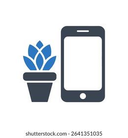 Icon of a phone next to a plant pot