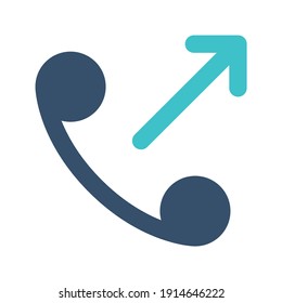 icon phone outgoing using flat style and blue color dominate