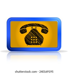 Icon phone. Scribble and hatching style. Isolated on white background. Specular reflection. Made vector illustration