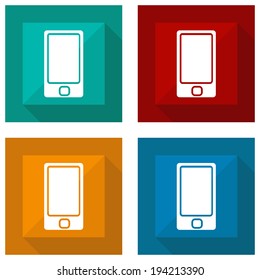 icon phone with shadow different colors. Vector illustrations