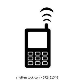 Icon phone. The telephone icon. Mobile phone with buttons and signal waves flat icon
