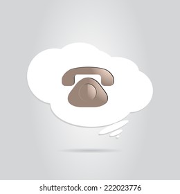 Icon phone in the white cloud. Made in vector