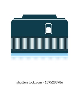 Icon Of Photo Camera 50 Mm Lens. Shadow Reflection Design. Vector Illustration.