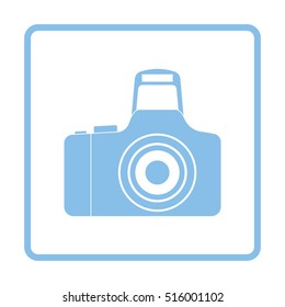 Icon of photo camera. Blue frame design. Vector illustration.