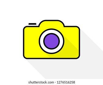 Icon Photo camera in cartoon style with shadow on blank background. Eps10