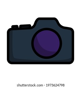 Icono De La Cámara De Fotos. Contorno de negrita editable con diseño de relleno de color. Ilustración vectorial.